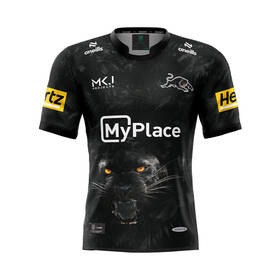 2024 Panthers Youth Black Media Polo