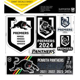 PRE-ORDER: 2024 Panthers Premiers 4-in-a-Row Giant Decal Sheet