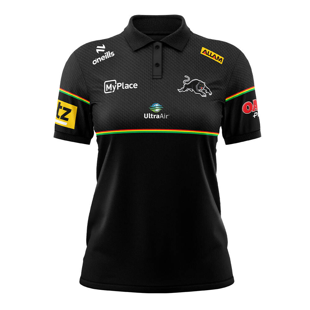 2025 Panthers Women's Black Media Polo2