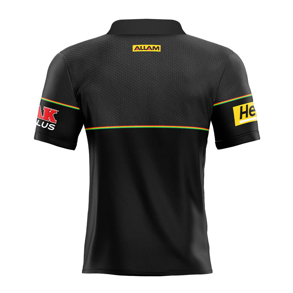 2025 Panthers Men's Black Media Polo2