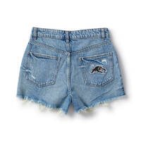 Panthers Women's High Mom Denim Shorts1