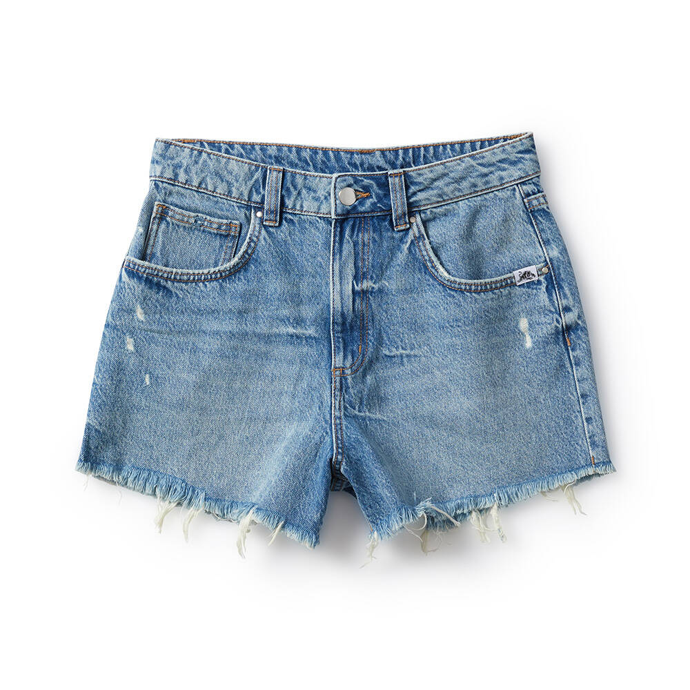 Panthers Women's High Mom Denim Shorts2