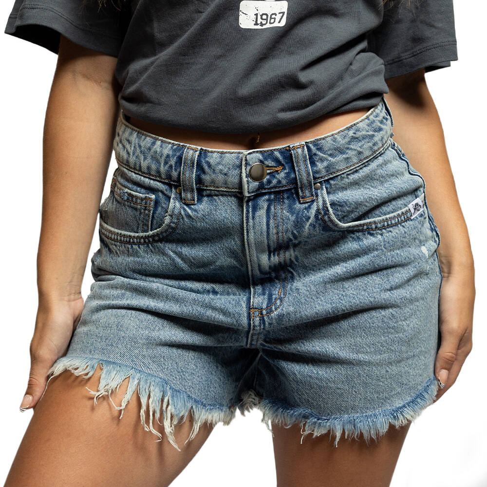Panthers Women's High Mom Denim Shorts0