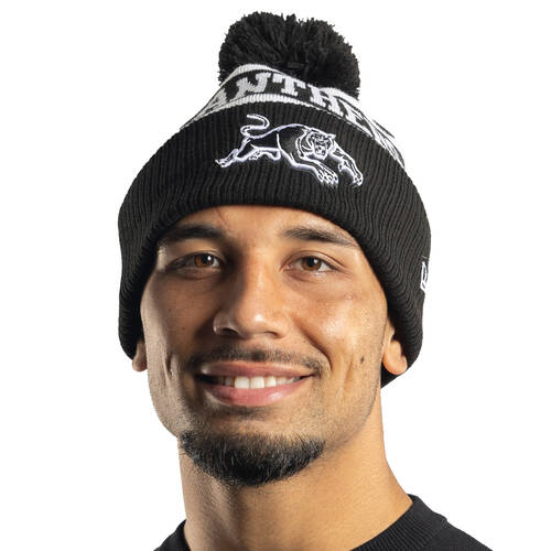New Era Panthers Knitted Black & White Beanie