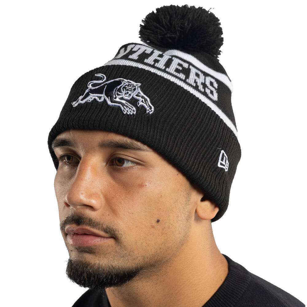 New Era Panthers Knitted Black & White Beanie1