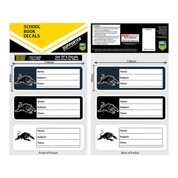 Panthers School Book Labels2